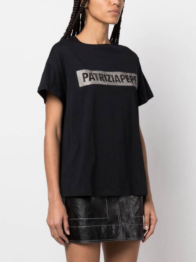 Patrizia Pepe T-shirt verfraaid met stras Zwart