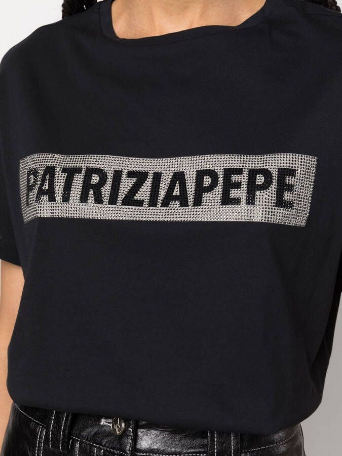 Patrizia Pepe T-shirt verfraaid met stras Zwart