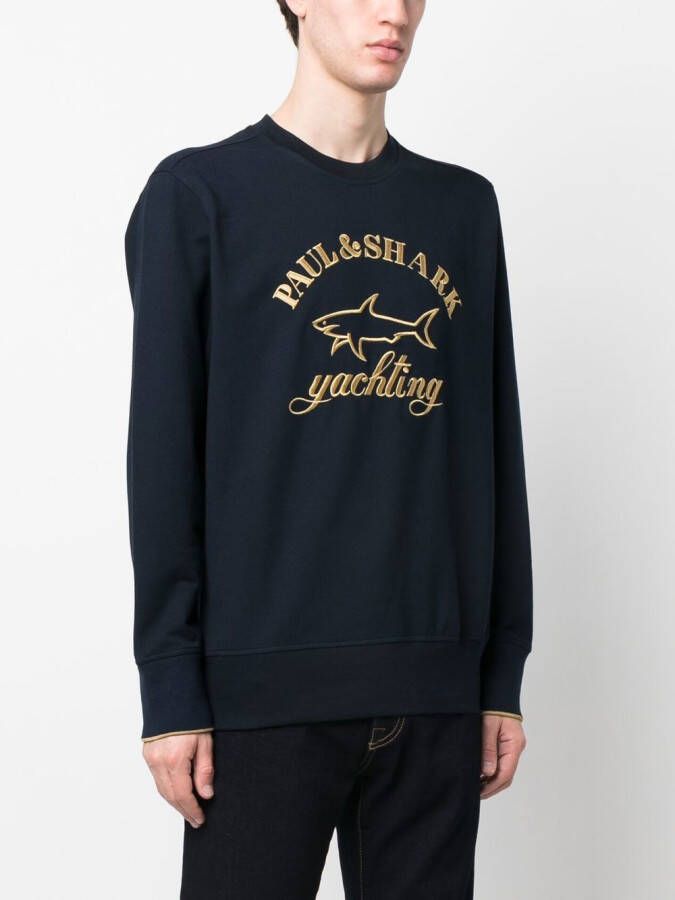 Paul & Shark Sweater met geborduurd logo Blauw