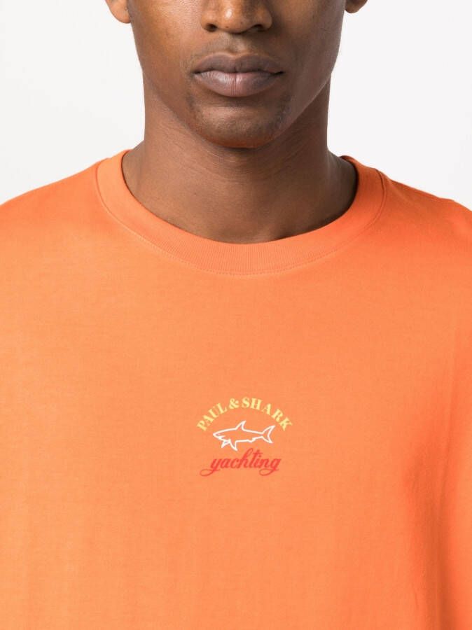Paul & Shark T-shirt met logoprint Oranje