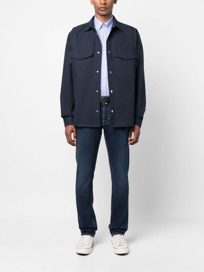 Paul & Shark Overhemd met geborduurd logo Blauw