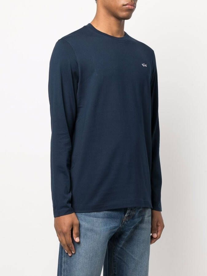 Paul & Shark T-shirt met geborduurd logo Blauw