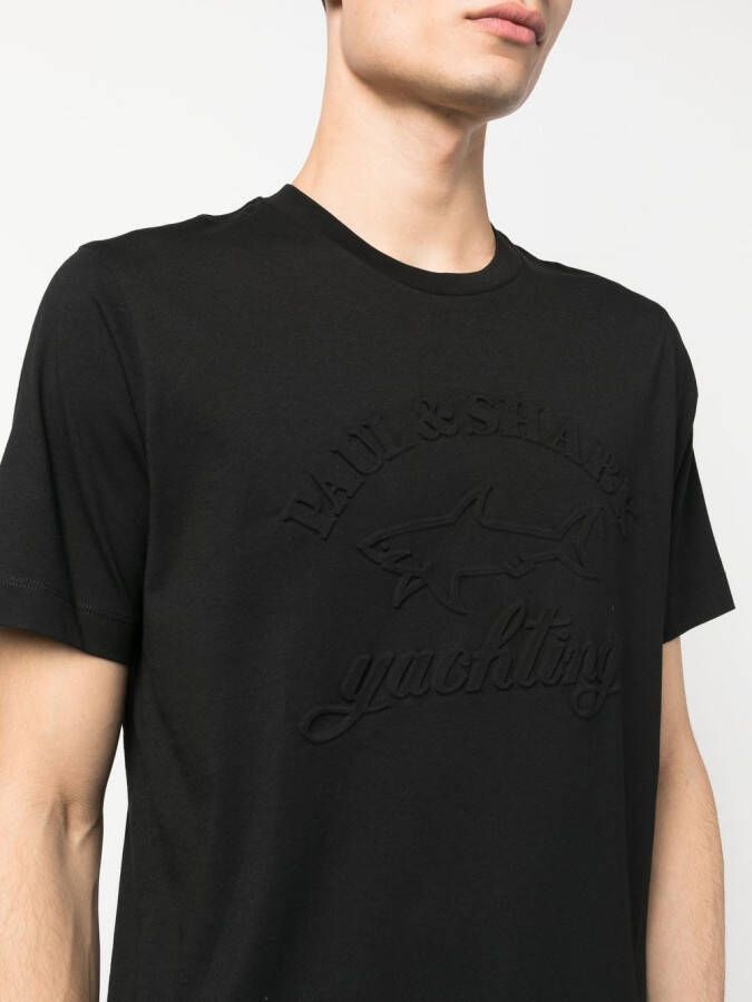 Paul & Shark T-shirt met geborduurd logo Zwart