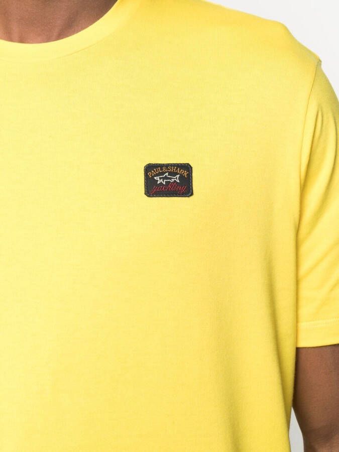 Paul & Shark T-shirt met logopatch Geel