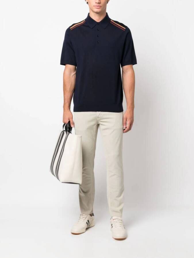 Paul Smith Poloshirt met gestreept detail Blauw