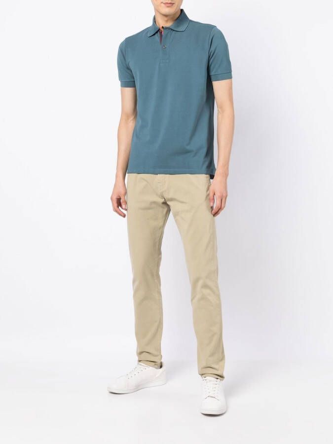 Paul Smith Poloshirt met gestreepte afwerking Blauw