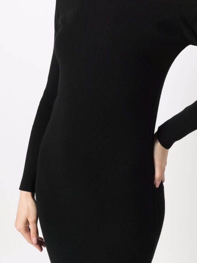 PAULA Asymmetrische kasjmier jurk Zwart