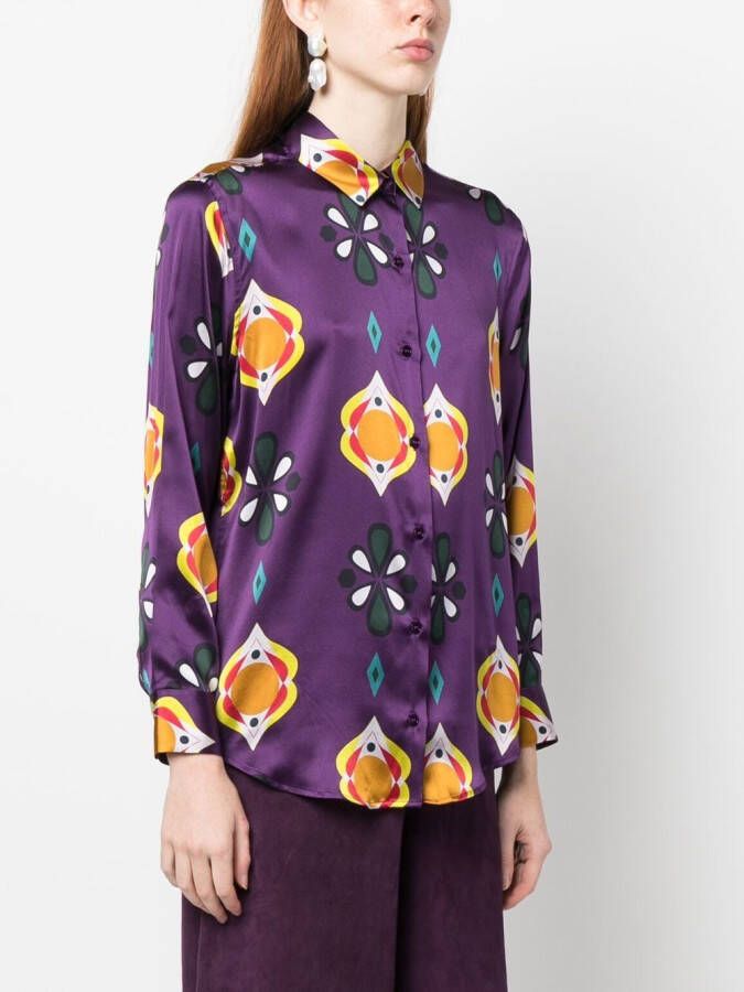 PAULA Blouse met grafische print Paars