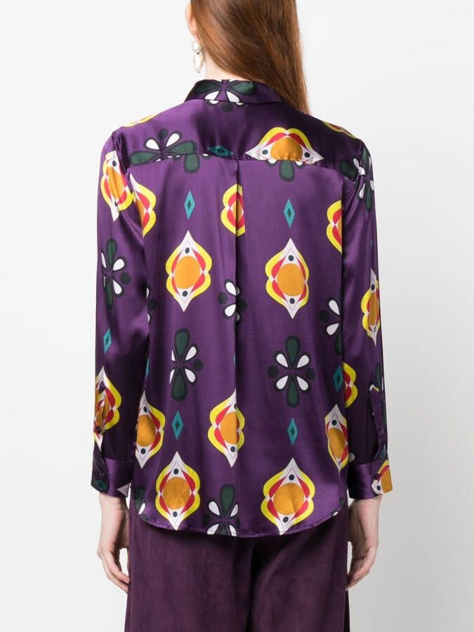 PAULA Blouse met grafische print Paars