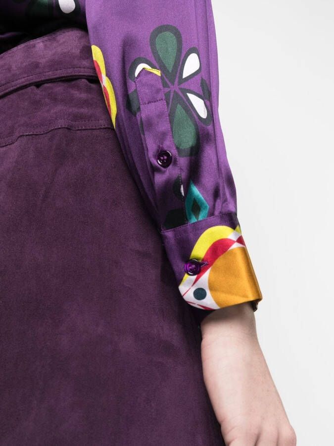 PAULA Blouse met grafische print Paars