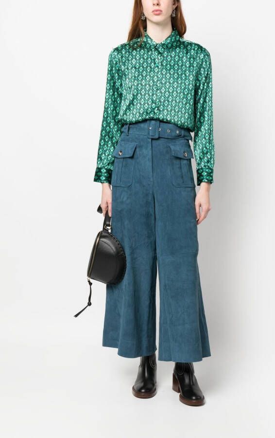 PAULA Broek met wijde pijpen Blauw