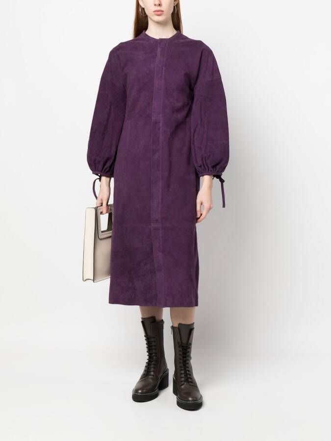 PAULA Midi-jurk met pofmouwen Paars