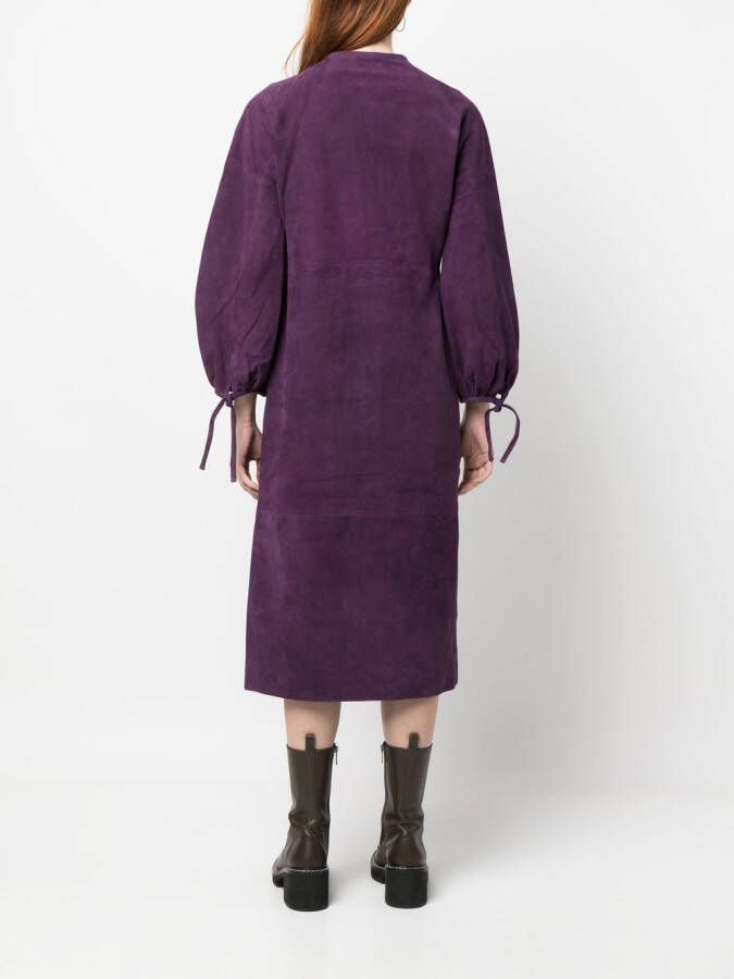 PAULA Midi-jurk met pofmouwen Paars