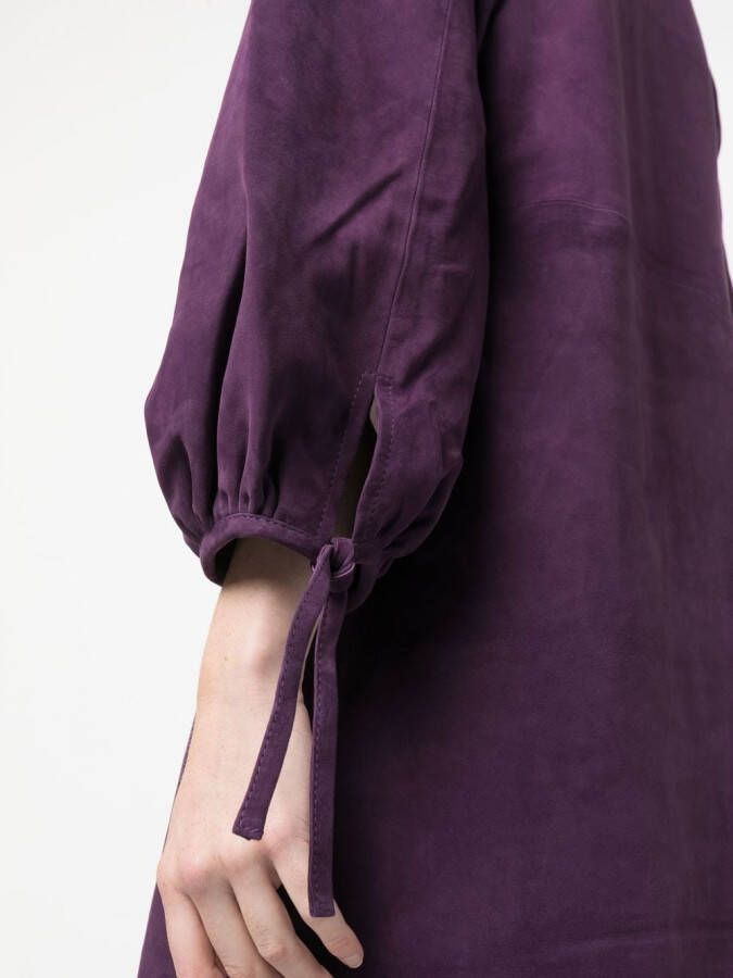 PAULA Midi-jurk met pofmouwen Paars