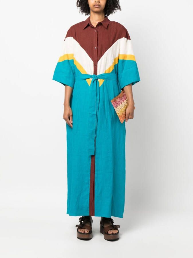 PAULA Maxi-jurk met vlakken Blauw