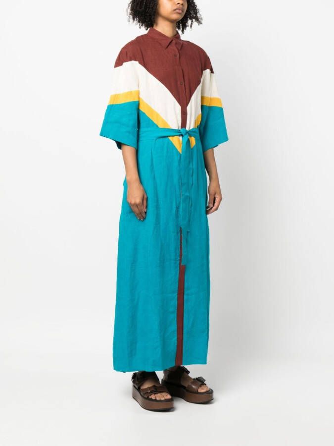 PAULA Maxi-jurk met vlakken Blauw