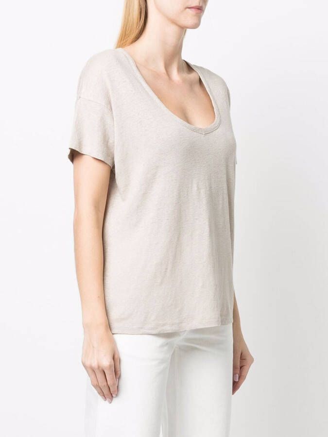 PAULA T-shirt met diepe V-hals Beige