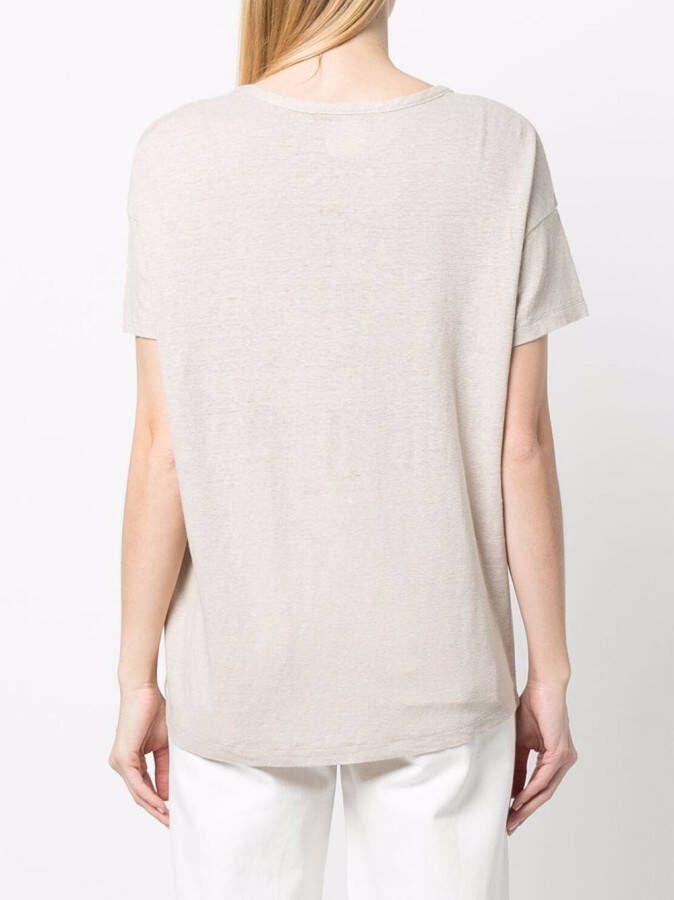 PAULA T-shirt met diepe V-hals Beige