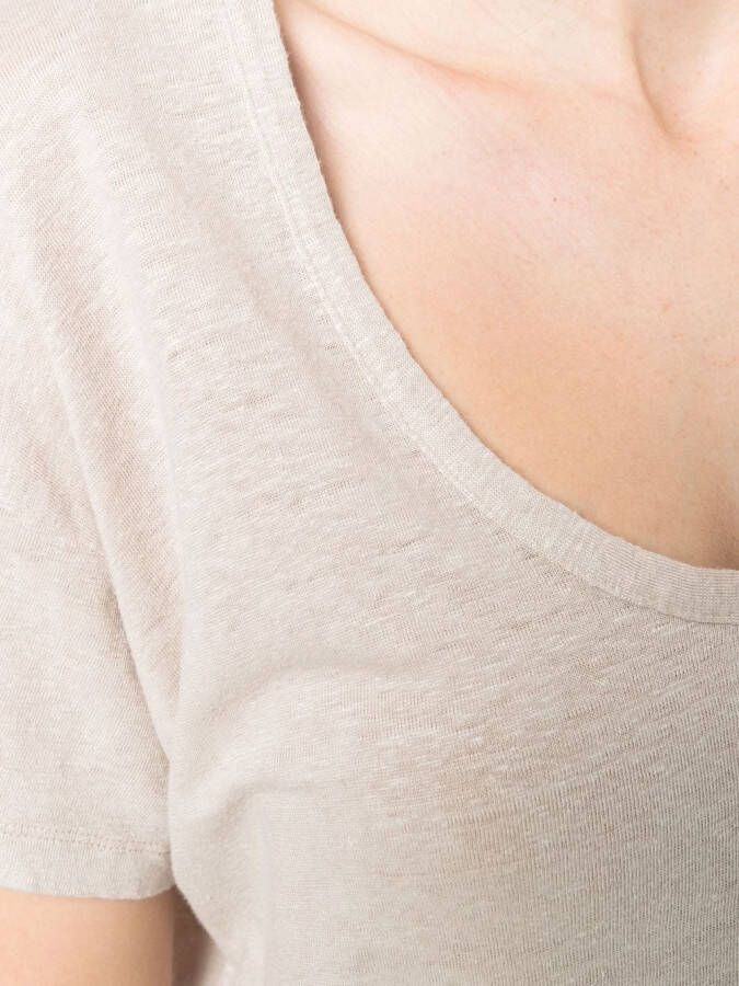 PAULA T-shirt met diepe V-hals Beige