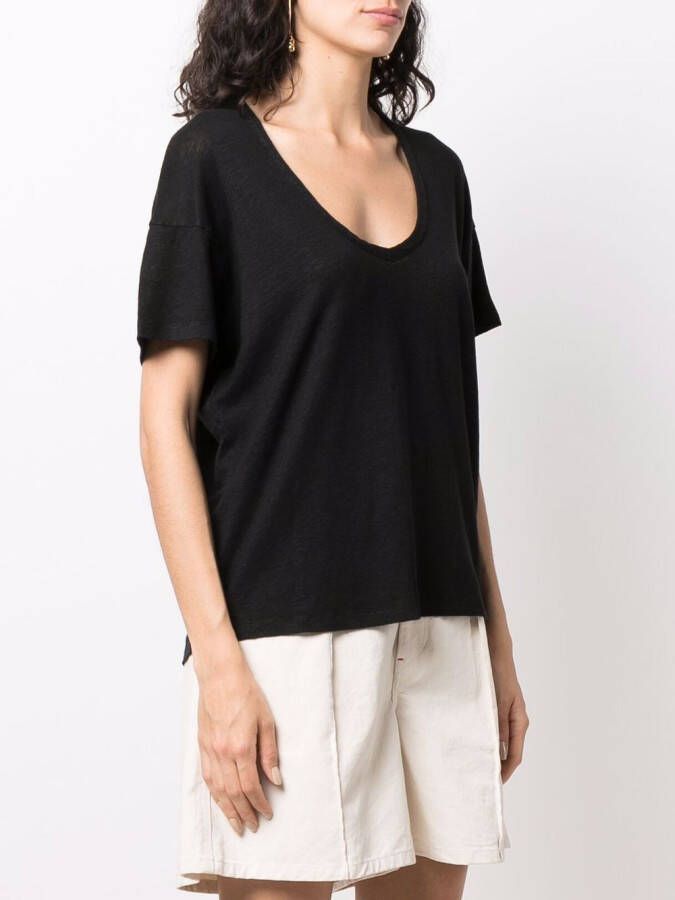 PAULA T-shirt met U-hals Zwart