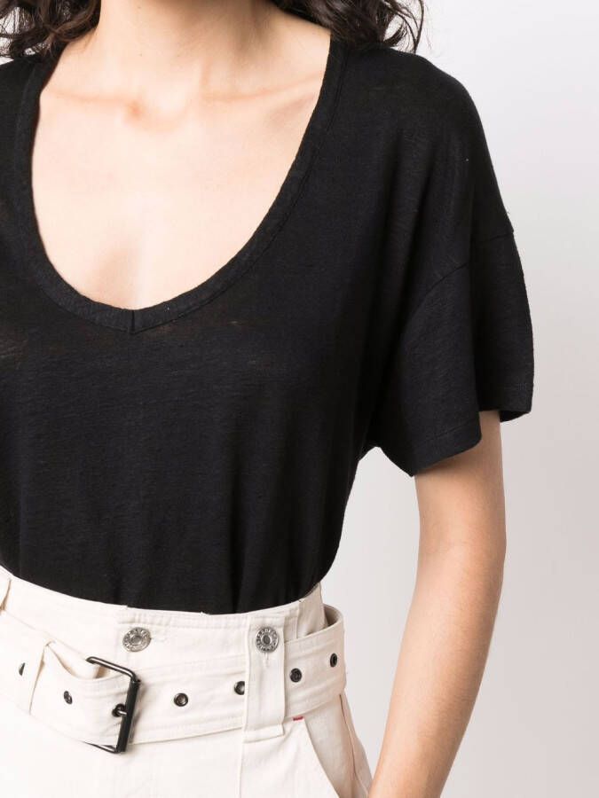 PAULA T-shirt met U-hals Zwart