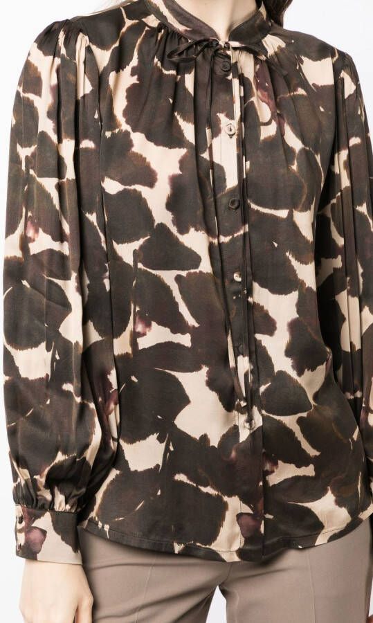 Paule Ka Blouse met camouflageprint Bruin