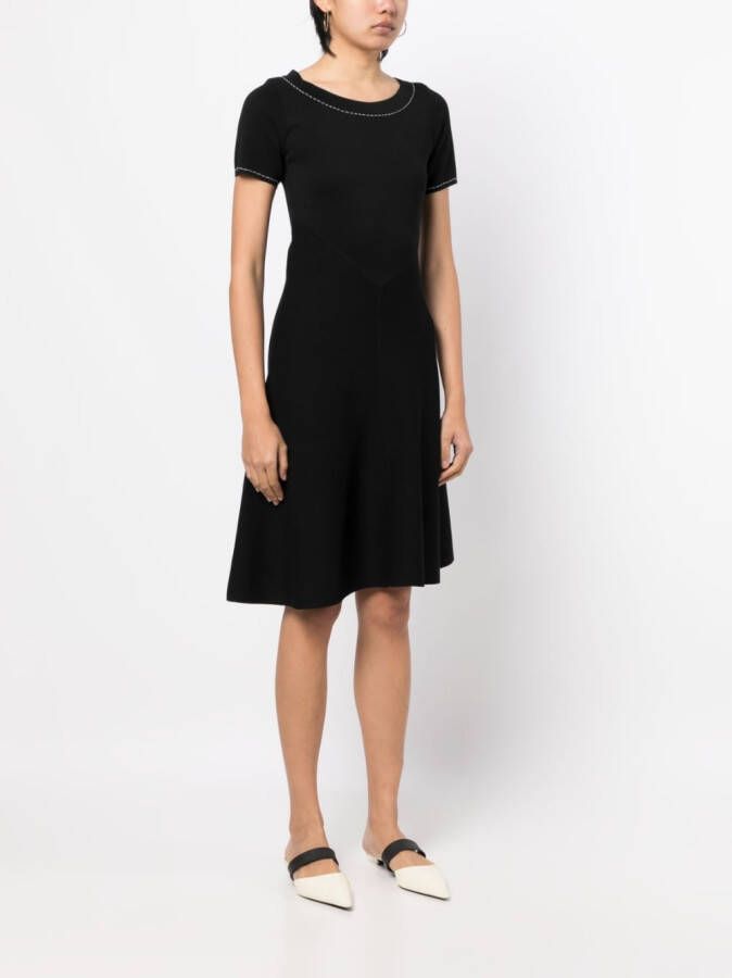Paule Ka Midi-jurk met korte mouwen Zwart