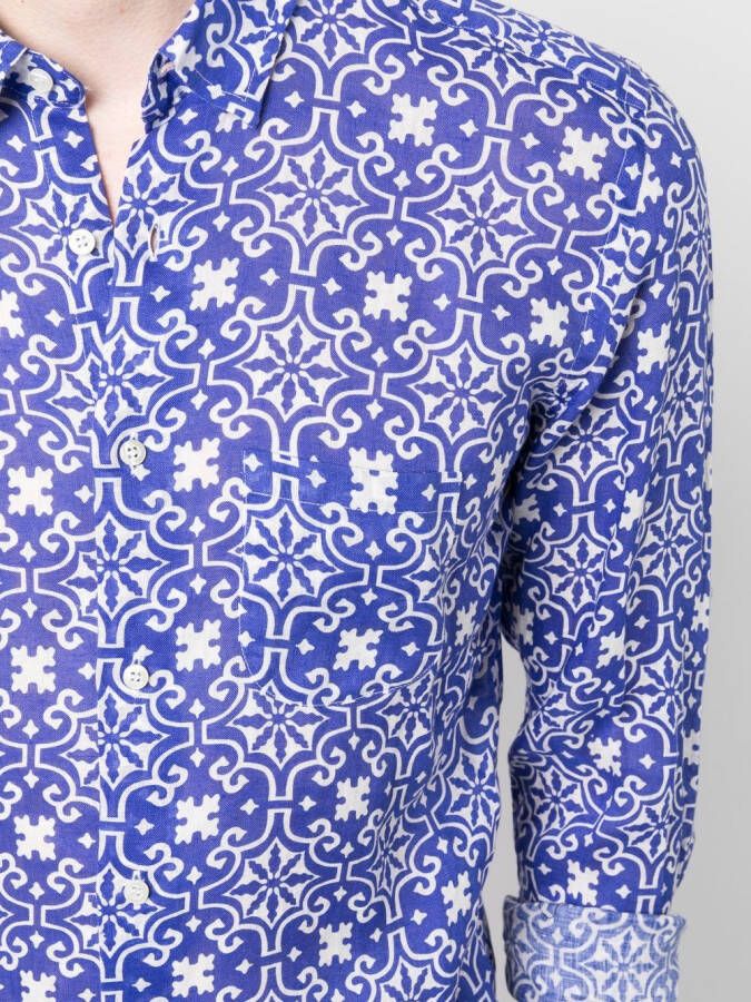 PENINSULA SWIMWEAR Overhemd met geometrische print Blauw
