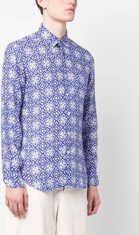 PENINSULA SWIMWEAR Overhemd met geometrische print Blauw