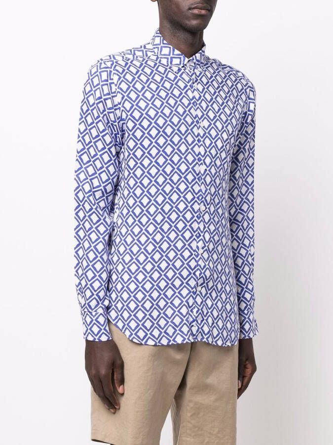 PENINSULA SWIMWEAR Overhemd met geometrische print Blauw