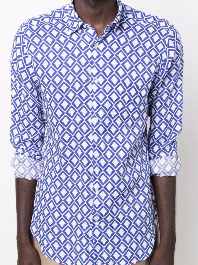 PENINSULA SWIMWEAR Overhemd met geometrische print Blauw