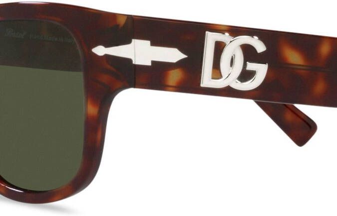 Persol Zonnebril met rechthoekig montuur Groen