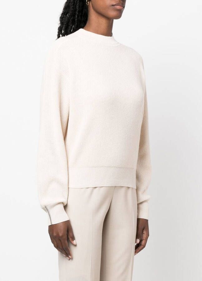 Peserico Geribbelde trui Beige