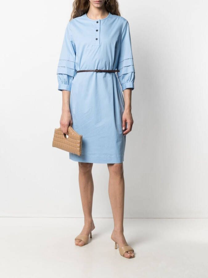Peserico Midi-jurk met geplooide mouwen Blauw