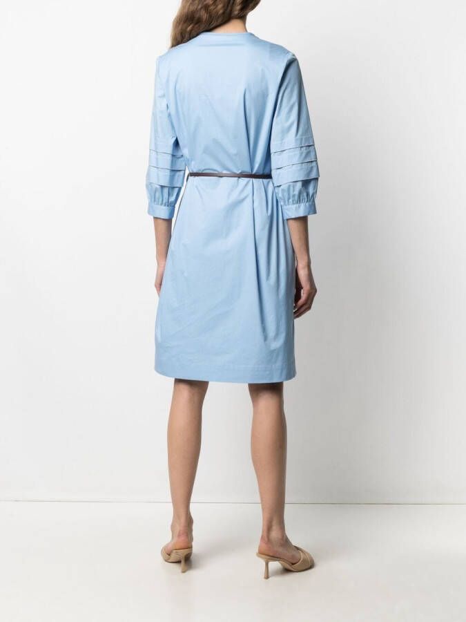 Peserico Midi-jurk met geplooide mouwen Blauw