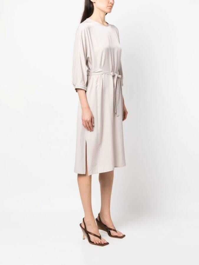 Peserico Midi-jurk met gestrikte taille Beige