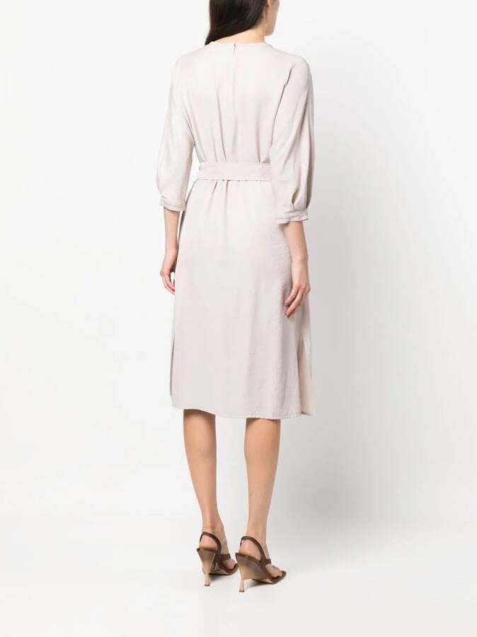Peserico Midi-jurk met gestrikte taille Beige