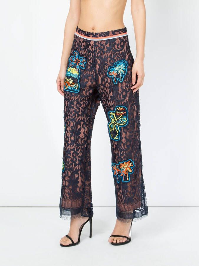 Peter Pilotto lace patch overlay trousers Zwart