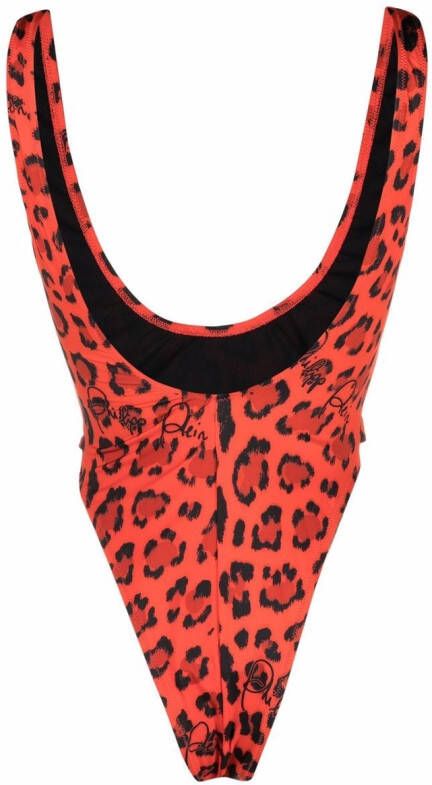 Philipp Plein Badpak met luipaardprint Rood