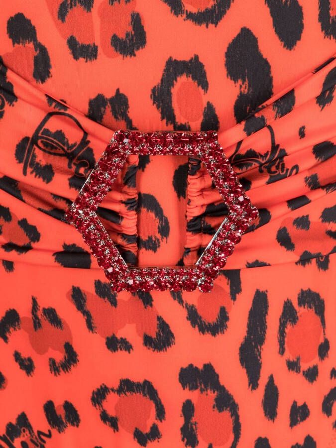 Philipp Plein Badpak met luipaardprint Rood