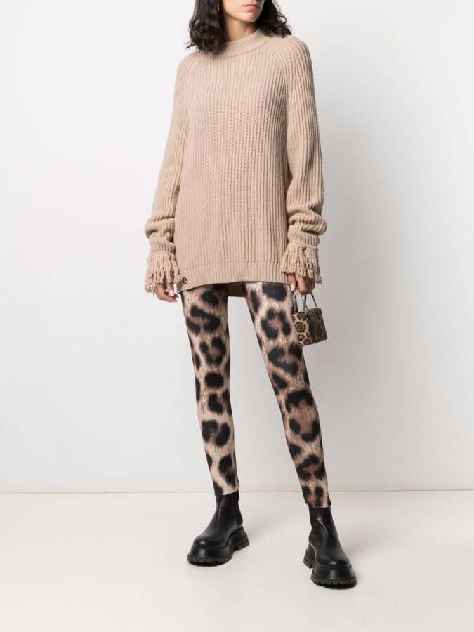 Philipp Plein Bikerlegging met luipaardprint Zwart
