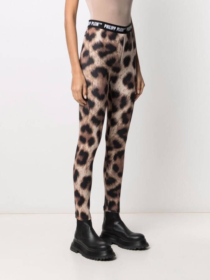 Philipp Plein Bikerlegging met luipaardprint Zwart
