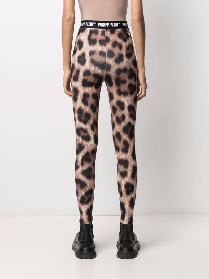 Philipp Plein Bikerlegging met luipaardprint Zwart