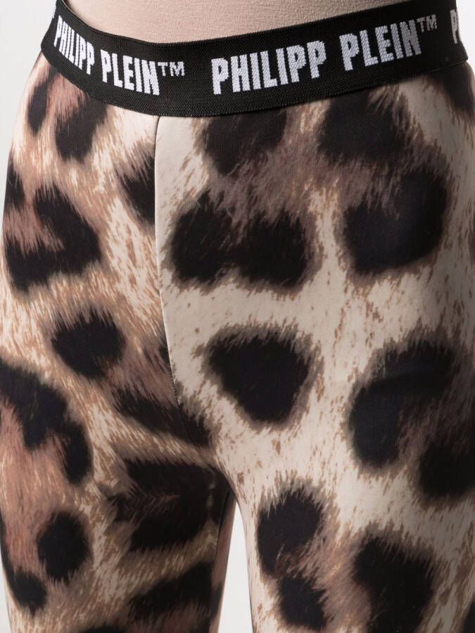 Philipp Plein Bikerlegging met luipaardprint Zwart