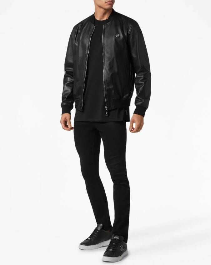 Philipp Plein Leren bomberjack Zwart