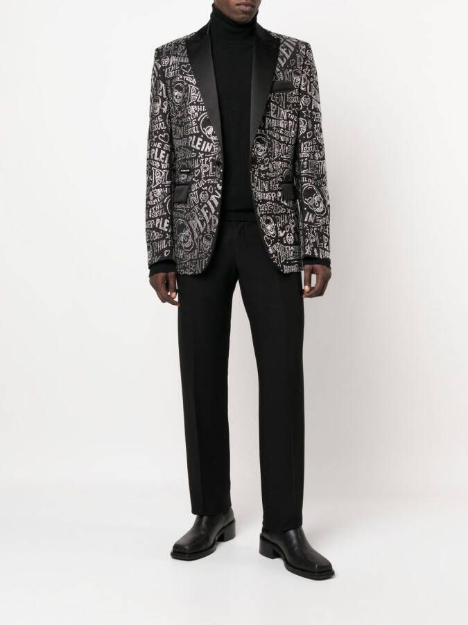 Philipp Plein Blazer met enkele rij knopen Zwart