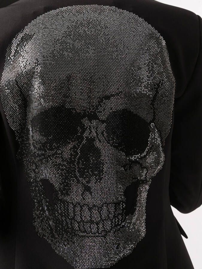 Philipp Plein Blazer verfraaid met kristallen doodskop Zwart