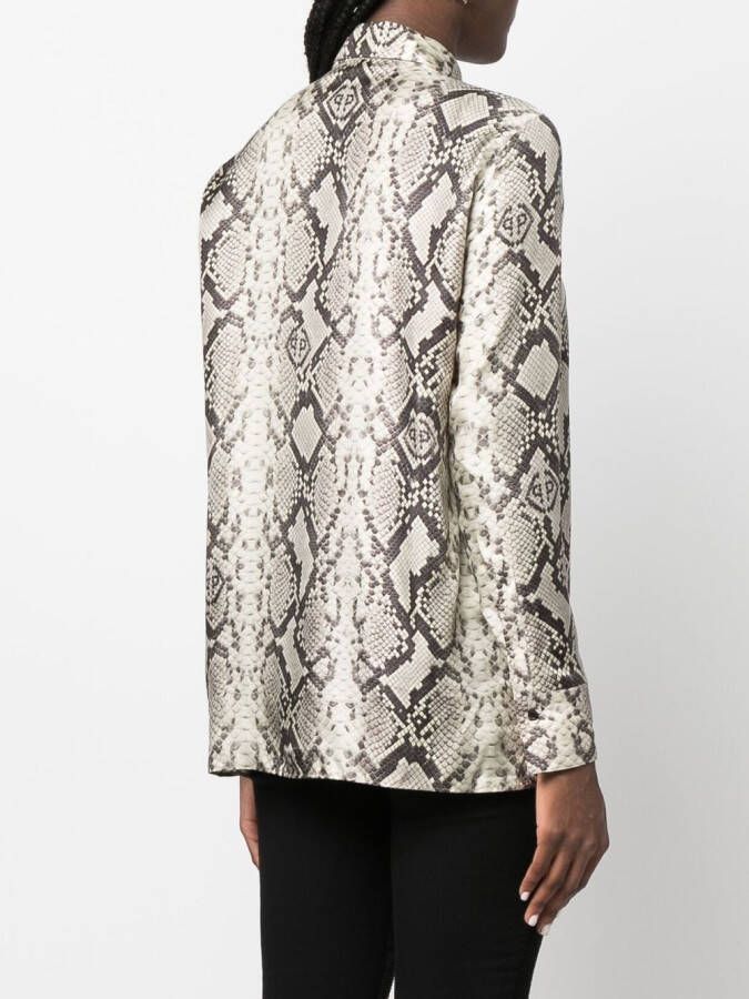 Philipp Plein Blouse met slangenprint Beige