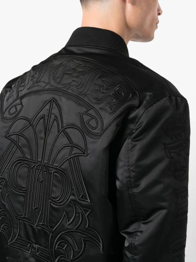 Philipp Plein Bomberjack met geborduurd logo Zwart