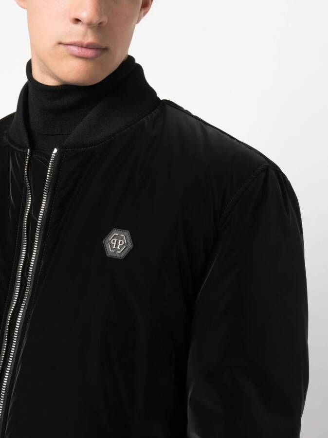 Philipp Plein Bomberjack met logopatch Zwart